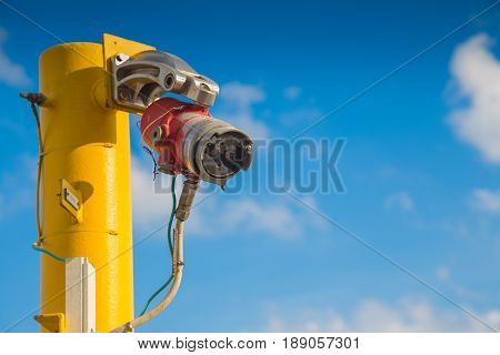 Fire and Gas detection system on oil and gas platform petrochemical plant for detect flame and sent alarm signal to controller for shutdown platform.
