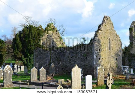Friary ruins and cemetery in Adare Ireland.