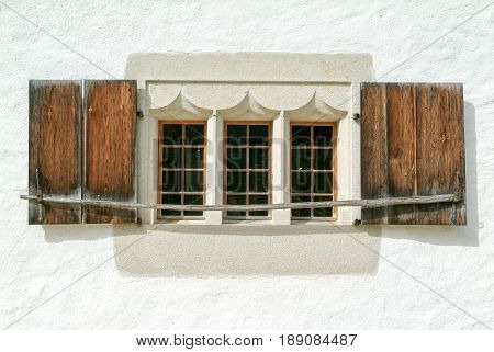 Ballenberg Switzerland - 23 September 2006: Old window of a house in Ballenberg a Swiss open-air museum in Brienz Switzerland