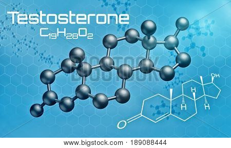 Three-dimensional Molecular Model Of Testosterone - 3D Render
