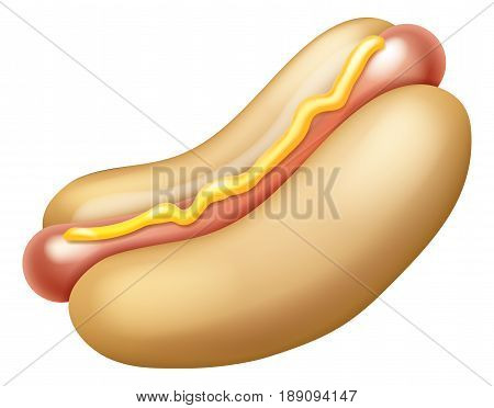 An illustration of a tasty looking cartoon hotdog