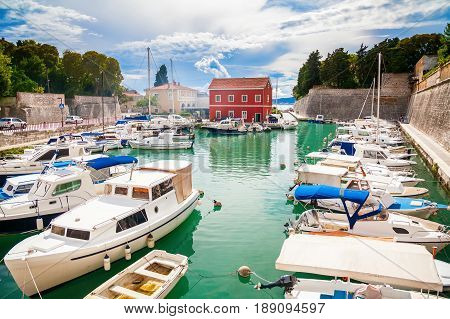 small Fosa bay in Zadar with boats and yachts Croatia