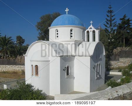 Small church in Krotiri bay, near Parikia, Paros island, Cyclades, Greece