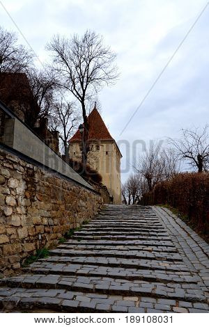 Medieval city Sighisoara. Urban landscape in the downtown of the medieval city Sighisoara, Transylvania