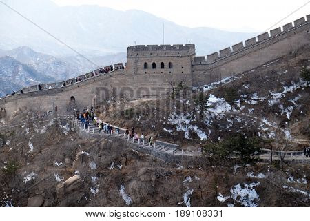 BADALING - FEBRUARY 24:  The Great Wall of China in Badaling, China, February 24, 2016.