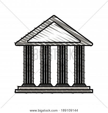 color crayon stripe cartoon skecth parthenon architecture icon vector illustration