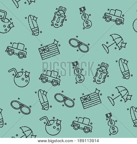 Hawaii icons pattern. Aloha Set concept. Vector illustration, EPS 10