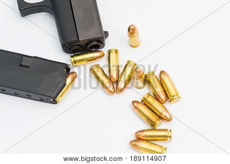Semi Automatic Pistol And Fmj Bullet 9 Mm