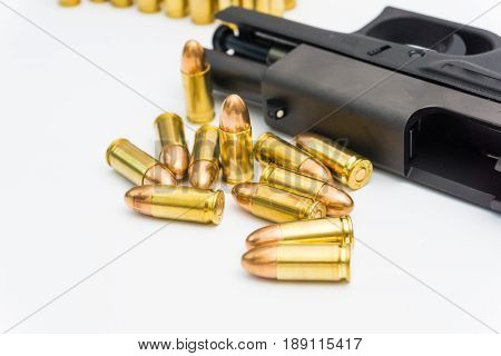 Semi Automatic Pistol And Fmj Bullet 9 Mm