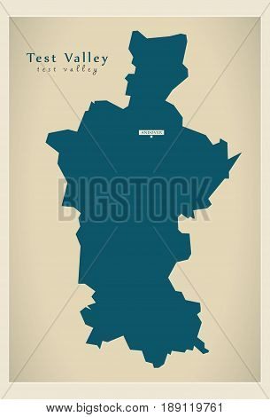 Modern Map - Test Valley district UK illustration