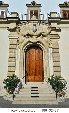ROME, ITALY - APRIL 15: Zuccari Palace famous grotesque entrance built between the 16th and 17th century in Mannerism style APRIL 14, 2017 in Rome, Italy
