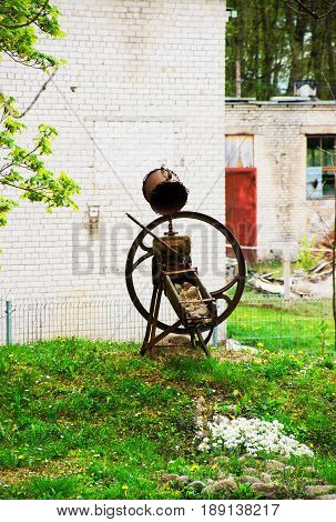 Vilnius, Lithuania - September 3, 2014: Iron figure of Traku Voke public park in Vilnius Lithuania