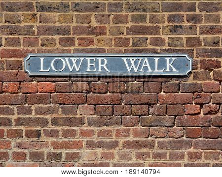 Street Sign On A Brick Wall For Lower Walk In The Pantiles