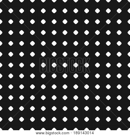 Polka dot pattern. Vector seamless texture. Abstract black & white geometric backdrop pattern, small circles and spots regular grid abstract background. Simple monochrome repeat background. Dark decorative design element.