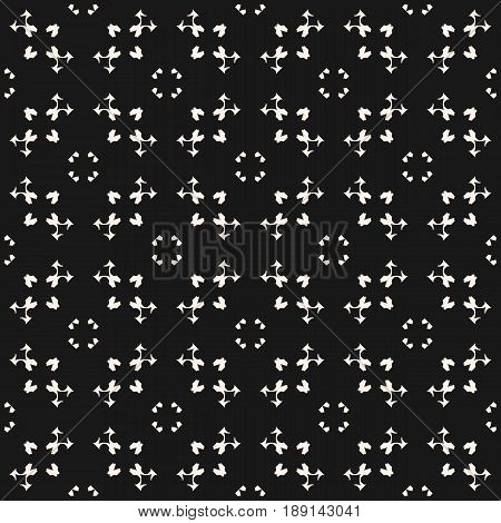 Ornamental texture vector, monochrome seamless pattern. Dark abstract delicate background, small geometric figures weaving tracery seamless pattern. Design element for prints background texture, decor seamless pattern, fabric, digital, web, covers texture