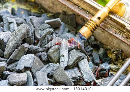 Some Charcoal is switched on in the garden