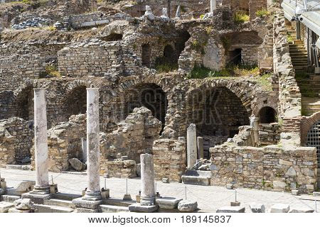 ruins of the ancient antique city of Ephesus the library building of Celsus