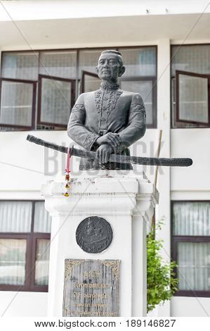 Yasothon Thailand - May 2017: Monument of Chaopraya Bodindecha (Sing Singhaseni), situated at Wat Mahathat Temple in Yasothon Province, Thailand