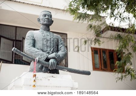 Yasothon Thailand - May 2017: Monument of Chaopraya Bodindecha (Sing Singhaseni), situated at Wat Mahathat Temple in Yasothon Province, Thailand