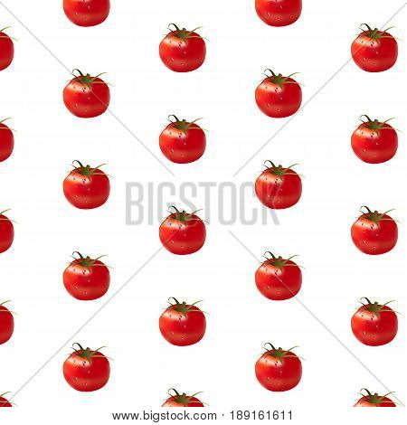 Cherry Tomatoes Pattern on White Background. Flat Lay