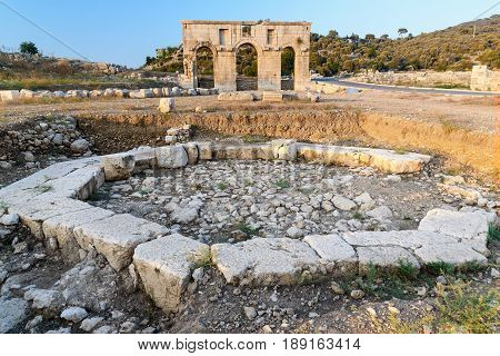 Octagonal Pool In Ancient Lycian City Patara. Turkey