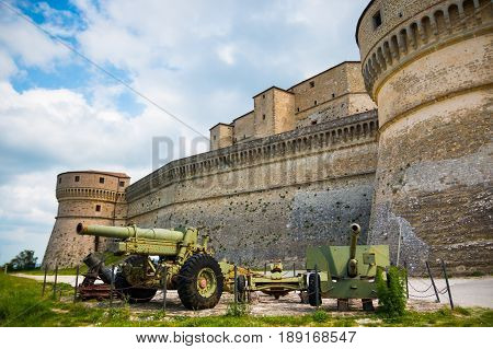 Medieval old fortress of in San Leo town of the Marche regions in Italy next to Rimini