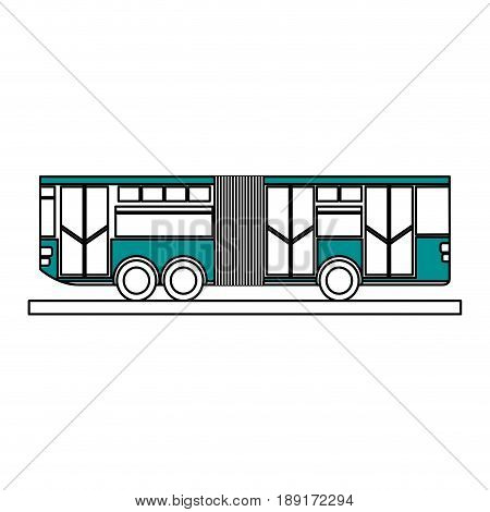 Flat line articulated bus over white background vector illustration