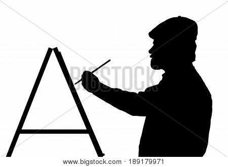 Silhouette Of Bearded British Master Art Painter Painting