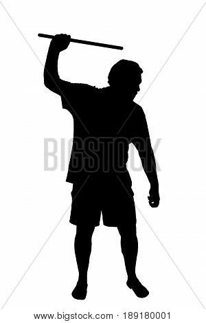 Silhouette Of Man Applying Corporal Punishment With Cane