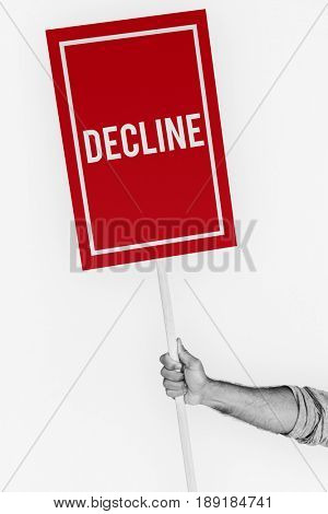Disapprove rejection decline word on banner