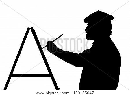 Silhouette Of Bearded French Master Art Painter Painting
