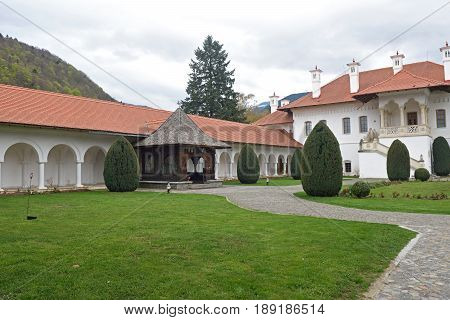 Arched in Sambata de Sus monastery in Transylvania Romania
