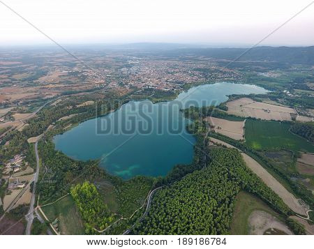 View of the Banyoles lake Girona Spain