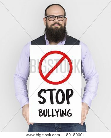 Man holding network graphic overlay banner
