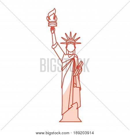 shadow red statue of liberty cartoon vector graphic design