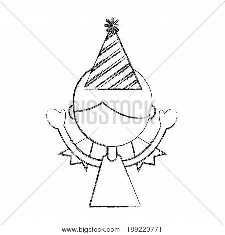 sketch draw upperbody party girl cartoon vector graphic design
