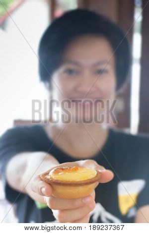 Delicious Mini Cheese Tart Dessert stock photo