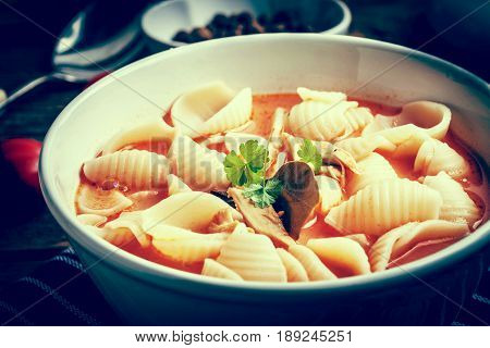 Fresh Tomato Soup With Conchigliette.