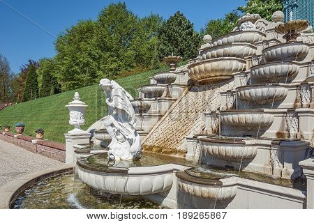 Apeldoorn, The Netherlands, May 8, 2016: Dutch baroque garden of The Loo Palace a former royal palace and now a national museum located in the outskirts of Apeldoorn in the Netherlands