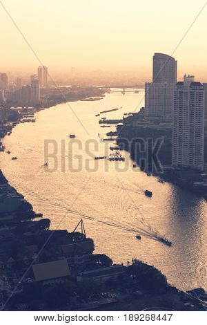 View over Chao Phraya River in Bangkok