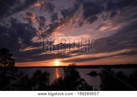 Stockholm Archipelago Sunset. Beautiful clouds and sunset