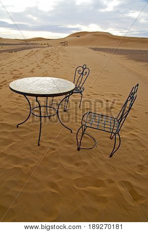 Table And Seat In   Morocco    Africa Yellow Sand
