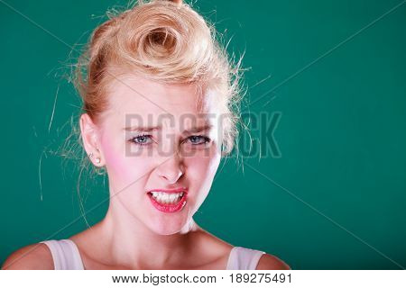 Astonishment Young Woman With Pin Up Hair