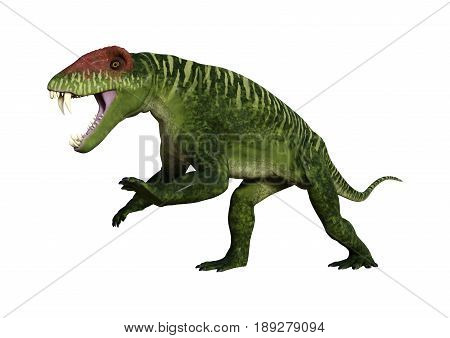 3D Rendering Dinosaur Doliosauriscus On White