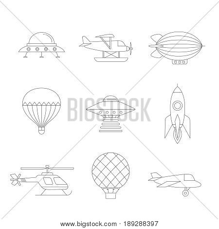 Air transportation outline icon set. Clean and simple design. Part three.