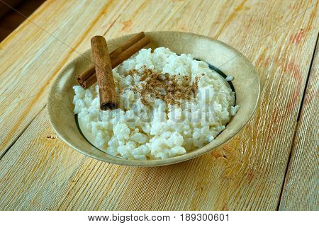 Sutlijash - Macedonian rice pudding. close up