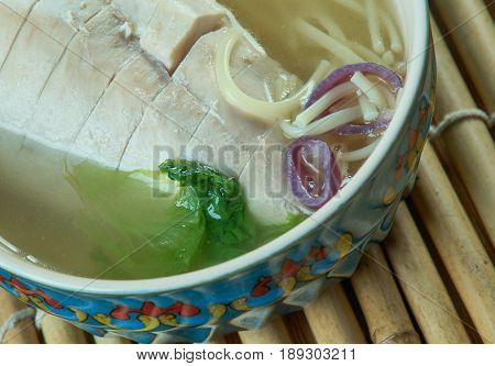 Gogi guksu - traditional foods in Jeju Province South Korea.similar to Vietnamese Pho.