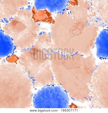 Pink and blue texture. Vector murble background. Watercolor hand drawn marbling illustration, aqua print. Colorfull stains. Cover design, trendy graphic, artistic effect. Abstract painting template.