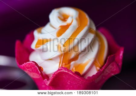 Preparation Of Ice Cream In A Waffle Cup