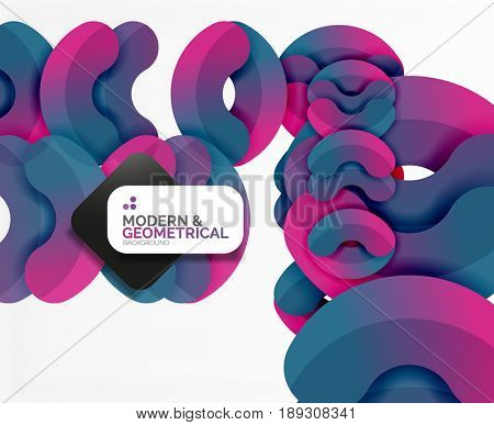 Abstract color geometric round shapes on white - elements with shadow, colorful composition